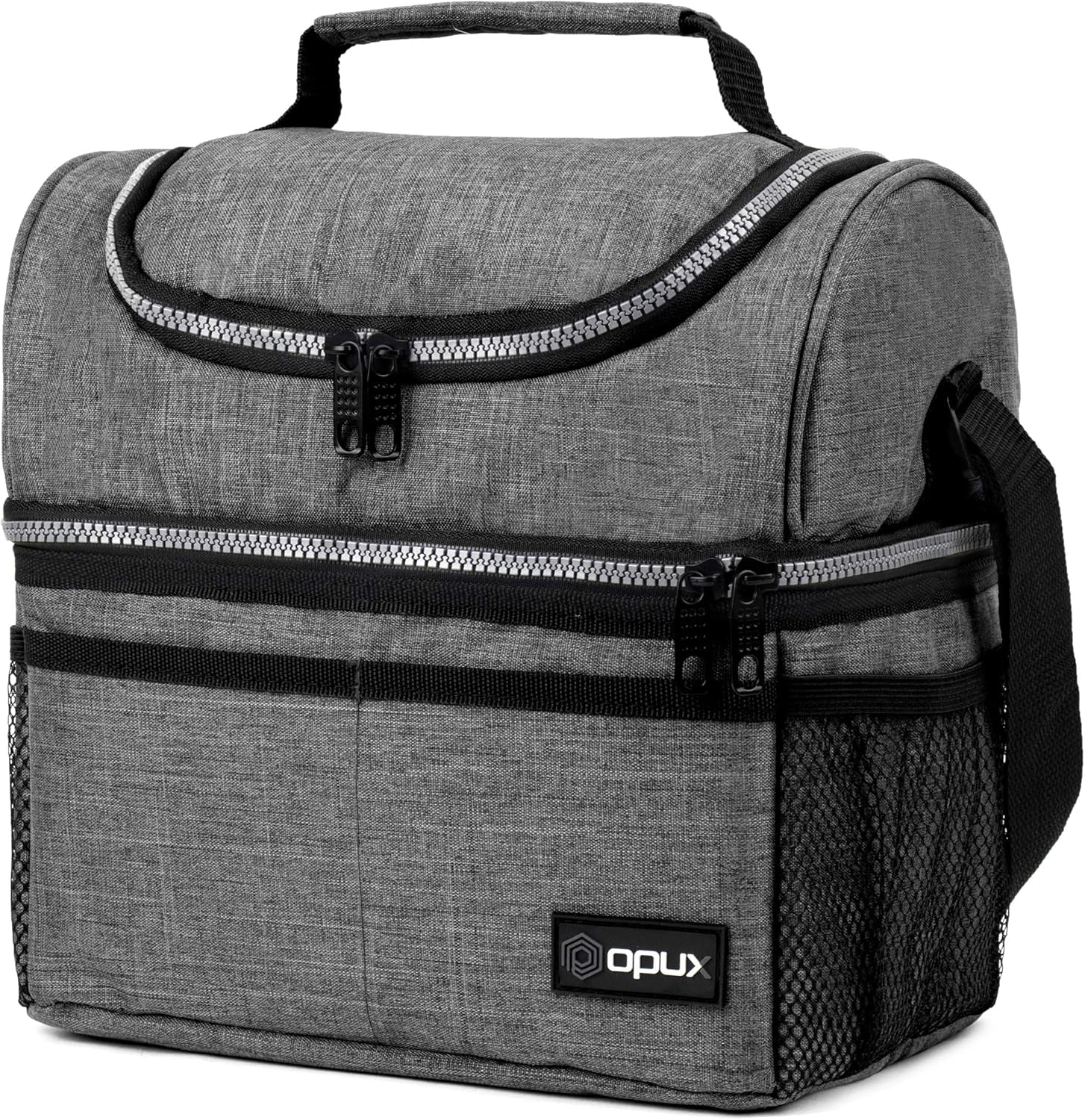 OPUX Insulated Double Decker Lunch Box - Large 12L Leakproof Cooler for Adults & Kids - Aqua Turquoise Soft Tote for Work & School Meal Prep