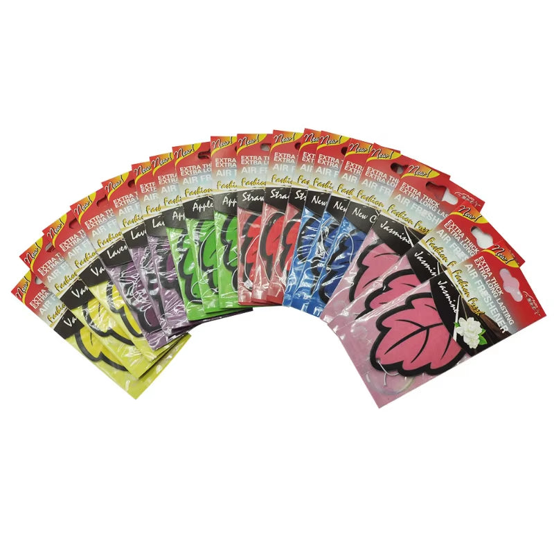 Natural Scented Tea Paper Car Air Freshener - Vanilla Perfume Hanging Leaf Shape Interior Accessory (3-60 Pieces)