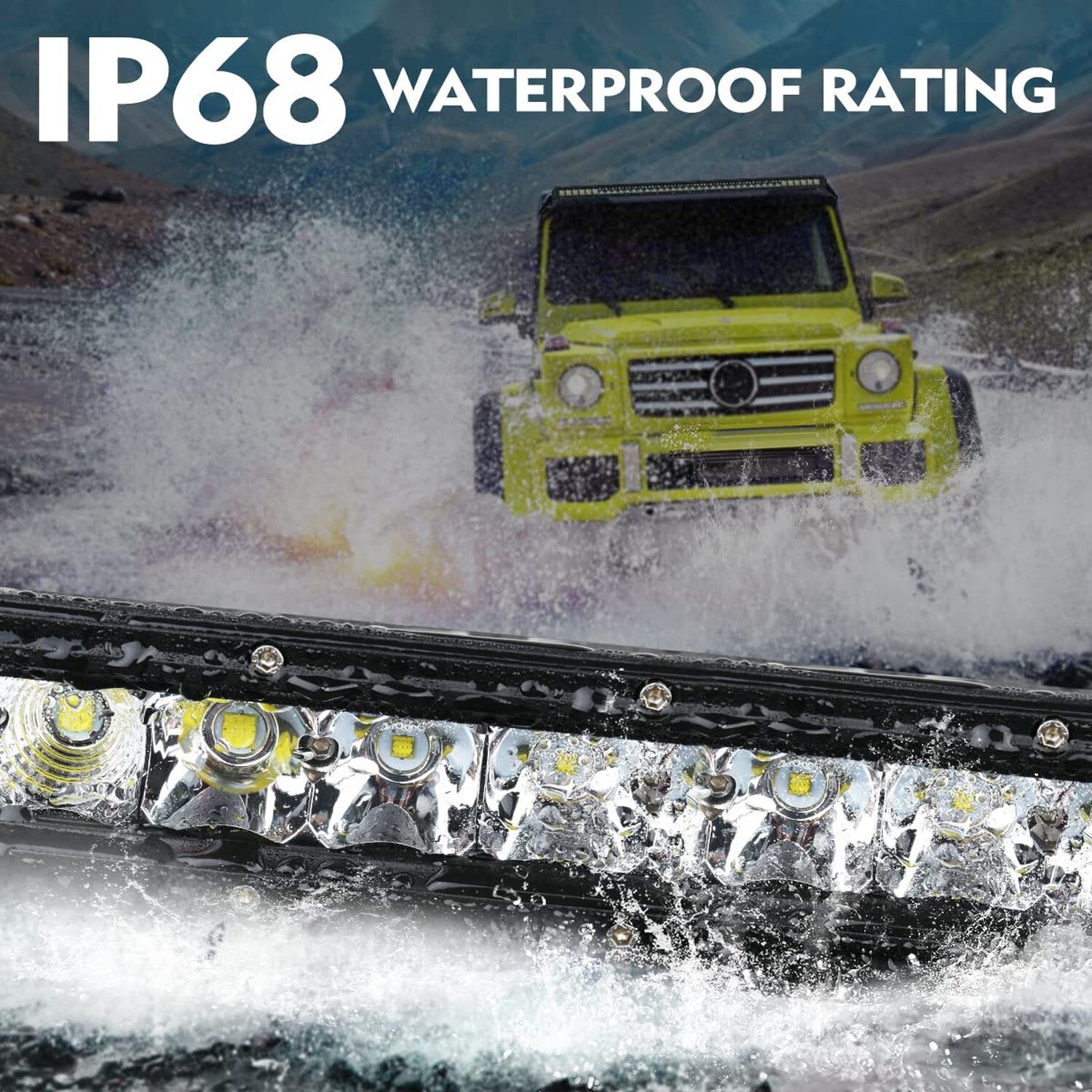 22-Inch LED Light Bar - Single Row Flood and Spot Beam Combo, 20,000 Lumens for Off-Road Use