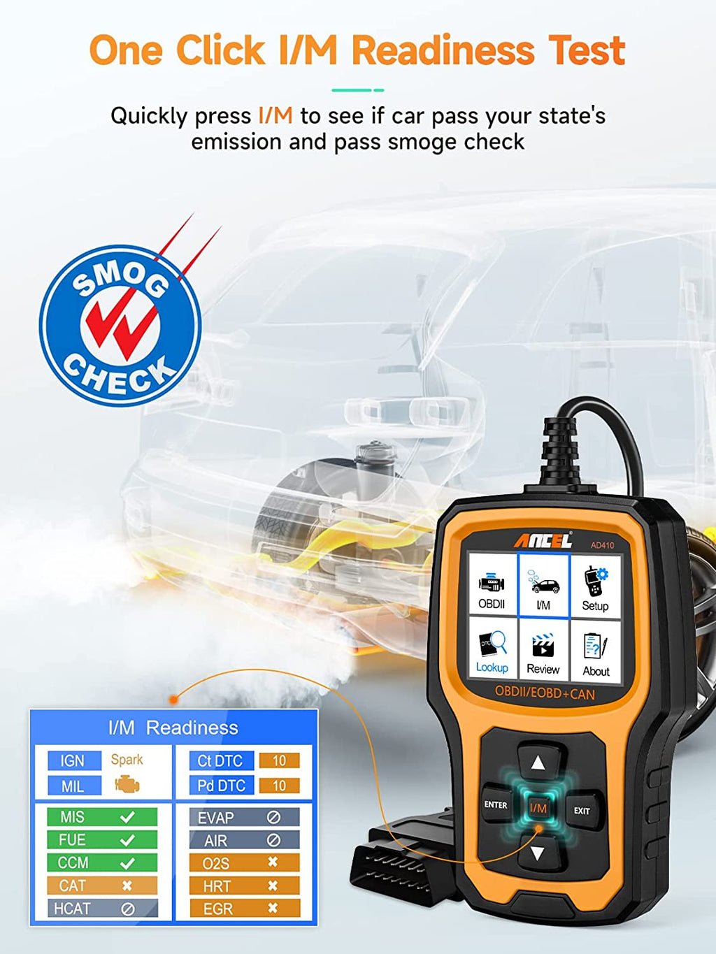 ANCEL AD410 Enhanced OBD2 Scanner, Vehicle Code Reader for Check Engine Light, Automotive OBD II Scanner Fault Diagnosis, OBDII Scan Tool for All OBDII Cars 1996+, Black/Yellow