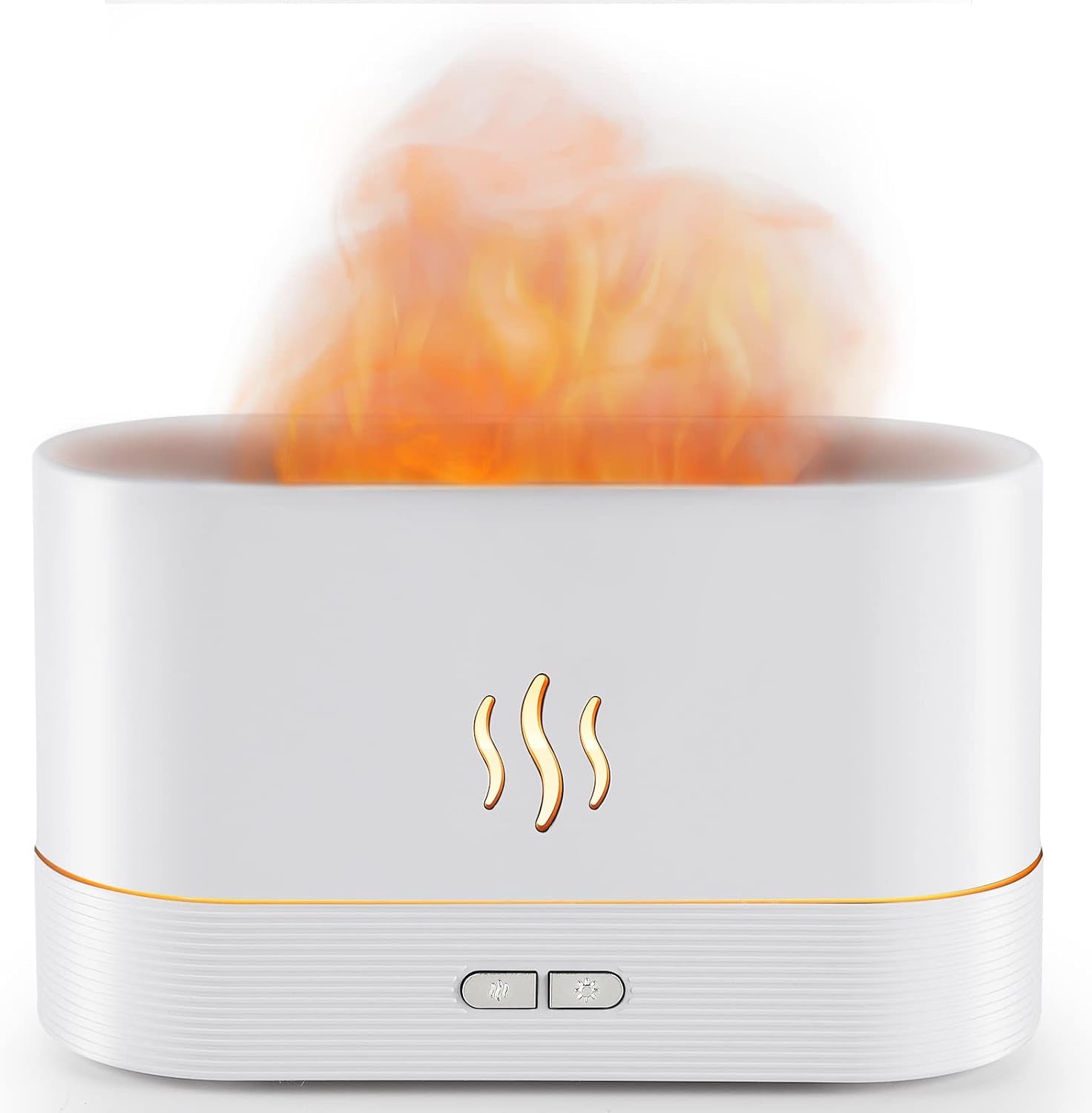 Flame Effect Essential Oil Diffuser & Humidifier - 180ML Auto Off, 2 Brightness Modes for Home, Office, Spa & Gym (White)