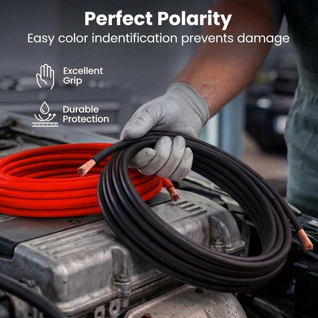 Gearit 4 Gauge CCA Electrical Wire Extension Cord - 25 Feet Black/Red for Automotive Power, Battery, Car Audio & RV Amp Wiring Kit