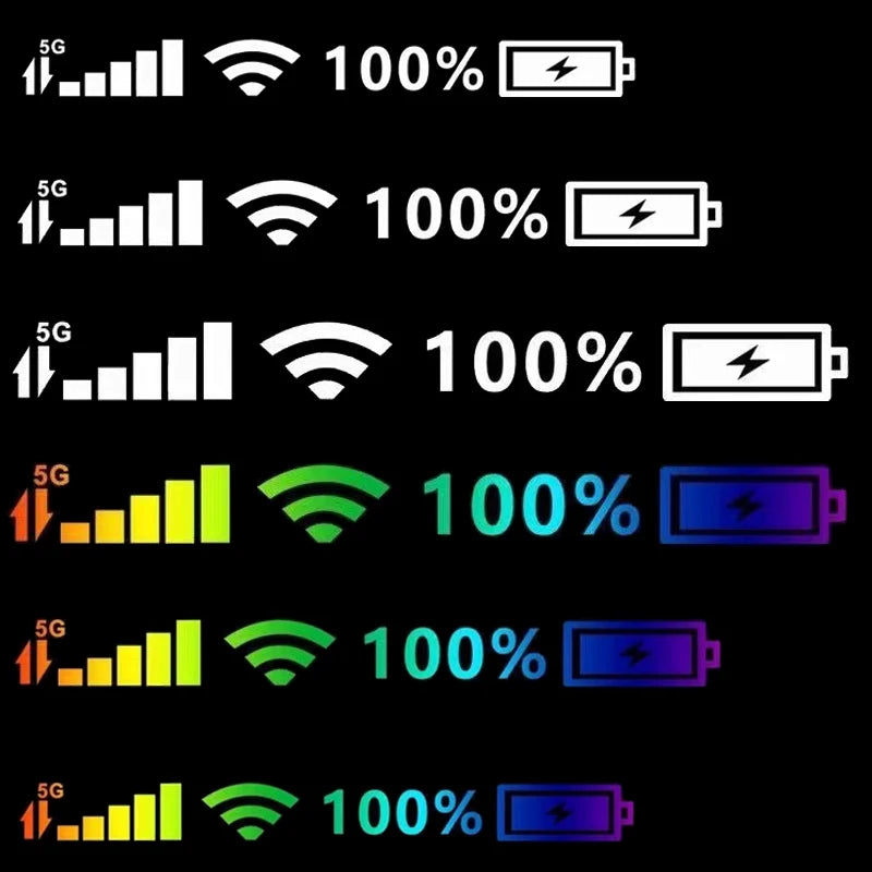Reflective Vinyl Decals for Car and Motorcycle Windshields - 100% Battery Pattern WiFi Signal Stickers and Accessories