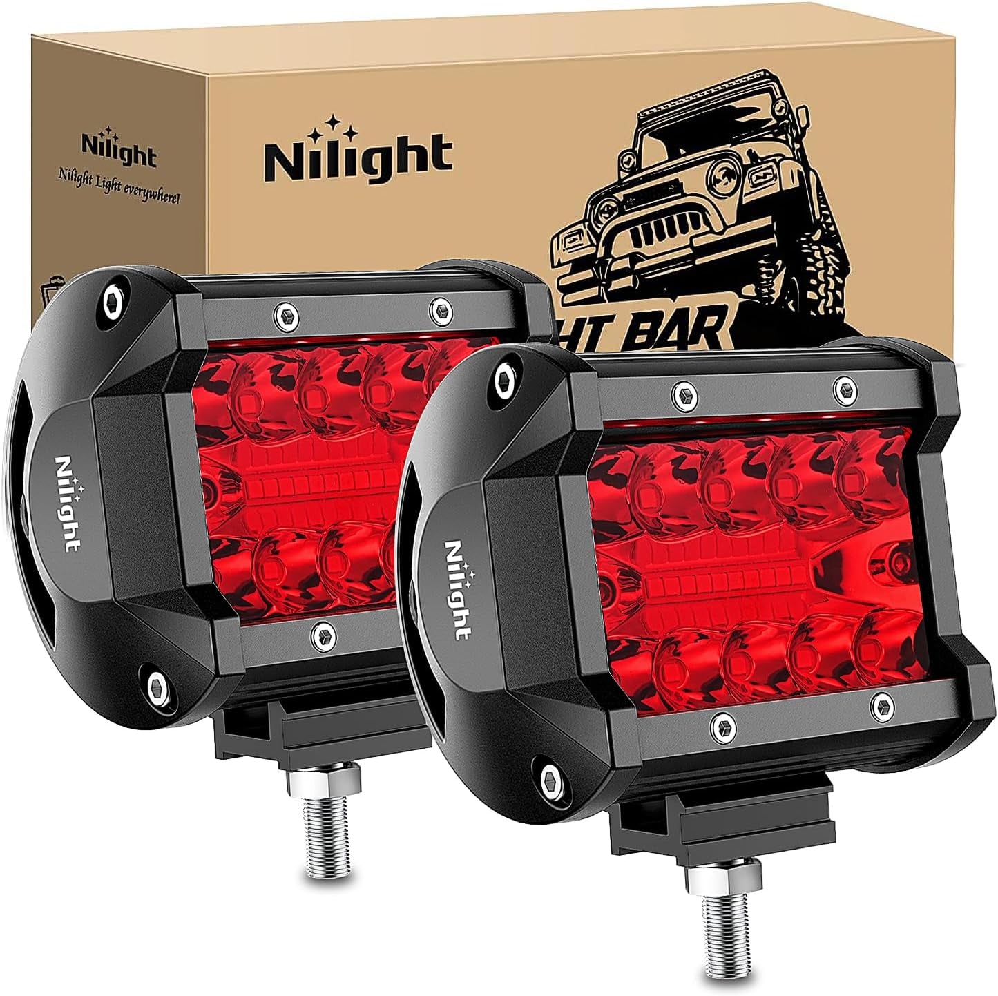 Nilight Marine LED Light Pods Navigation Lights 2PCS 4 Inch White Spot Flood Combo Ponton Boat Deck Dock Lighting for Night Fishing T-Top Stern Yacht Port Sailboat Trucks Tractors