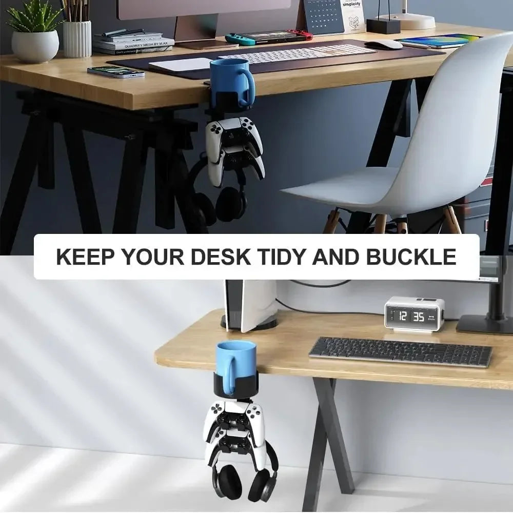 Multifunctional Desktop Storage Stand for Handheld Game Consoles, Headsets, Water Cups, and Gaming Accessories