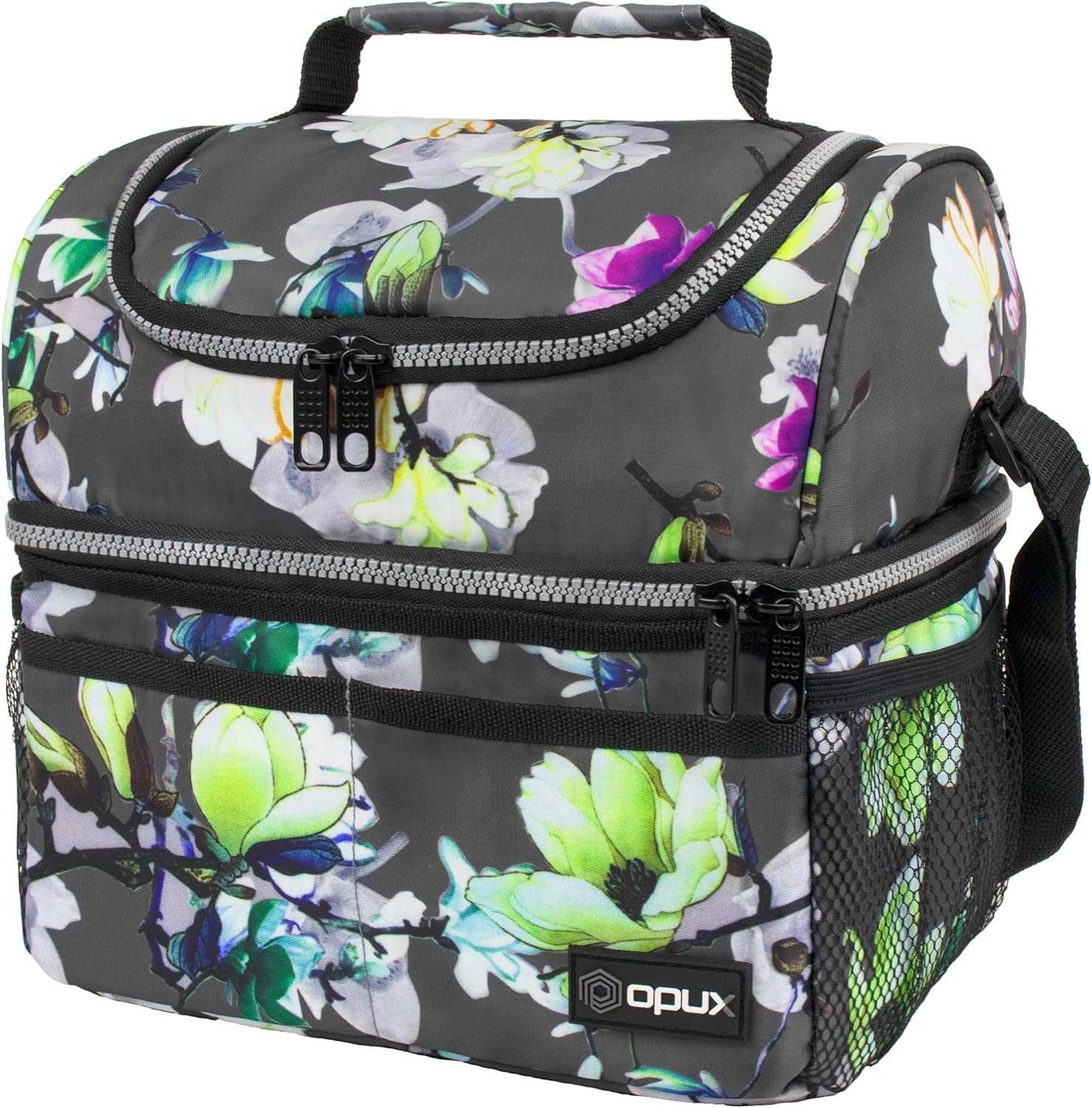 OPUX Insulated Double Decker Lunch Box - Large 12L Leakproof Cooler for Adults & Kids - Aqua Turquoise Soft Tote for Work & School Meal Prep