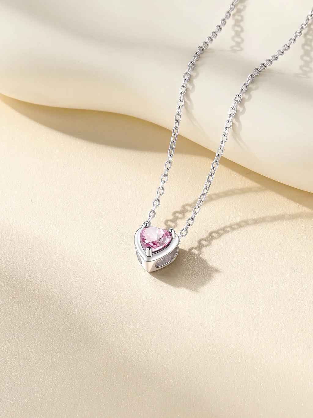 Suplight Silver Necklace for Women 925 Sterling Silver Birthstone Love Heart Necklace