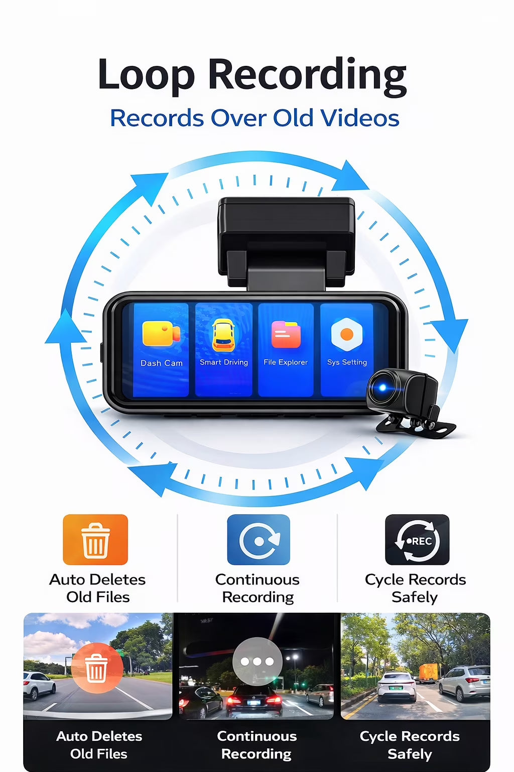 4K Dash Cam Front & 2K Rear, Wifi GPS, Night Vision, Parking Mode, Loop Recording, Memory Card Included