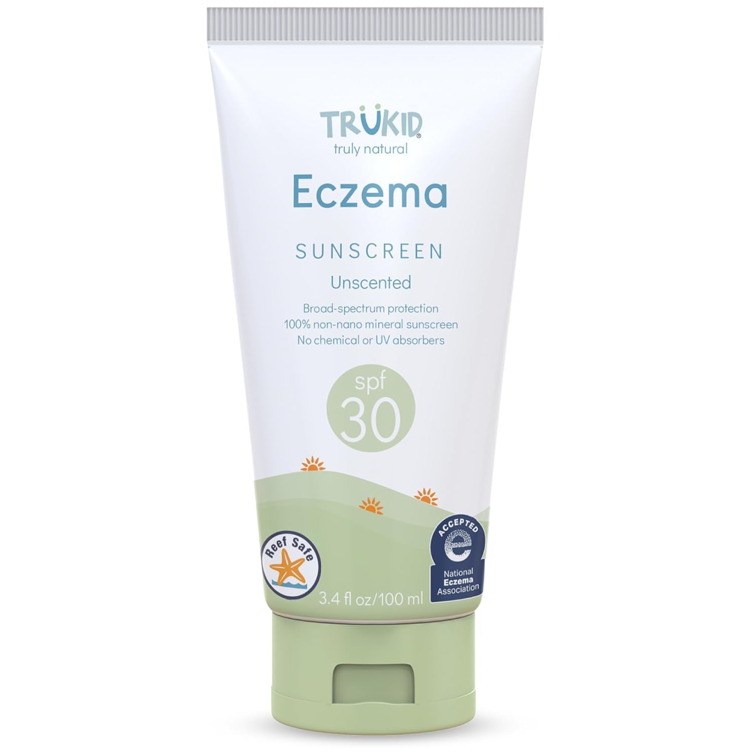 Trukid Easy on Mineral Sunscreen SPF 50 - Kids & Baby Sunscreen for Face & Body, Non-Toxic Zinc Oxide Sunblock Protection for Sensitive Skin, Unscented, FSA Eligible, Travel Size 3.4Oz