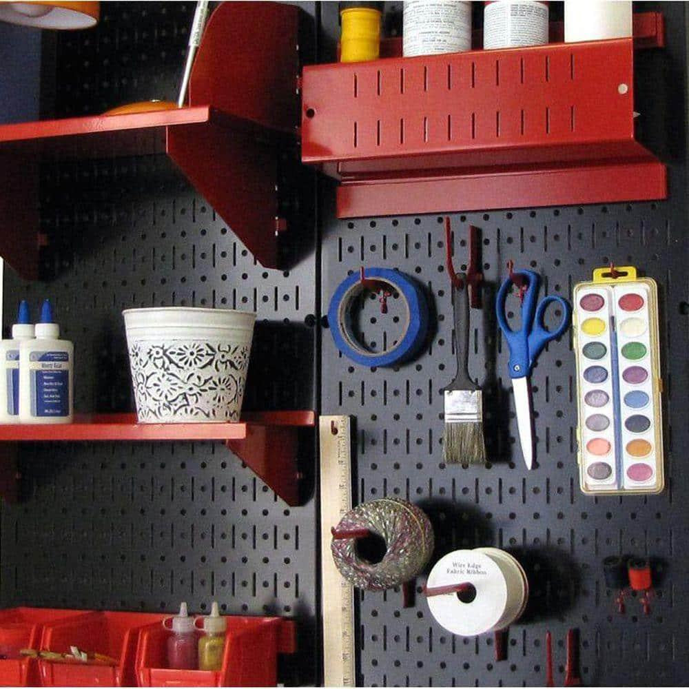Metal Pegboard Wall Organizer Set - 32" x 32" Garage Storage Solution, Black (2 Pieces)