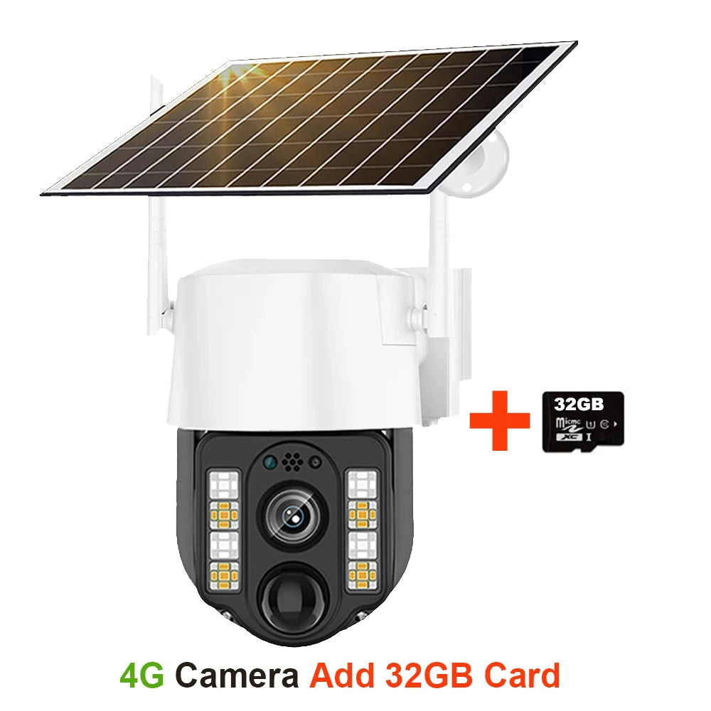 V380 Pro Solar Camera 4G Sim Outdoor PIR Human Detect Wireless Camaras Powered Energy Waterproof CCTV Home Security Protection