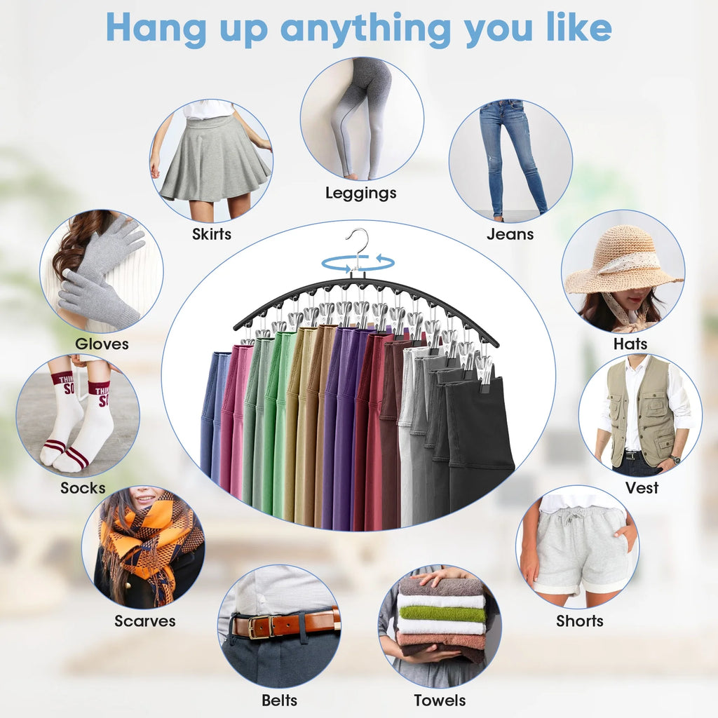 Paquete De 3 Ganchos Para Pantalones Para Ropa Con 15 Pinzas, Organizadores De Clóset Ahorradores De Espacio, Negro