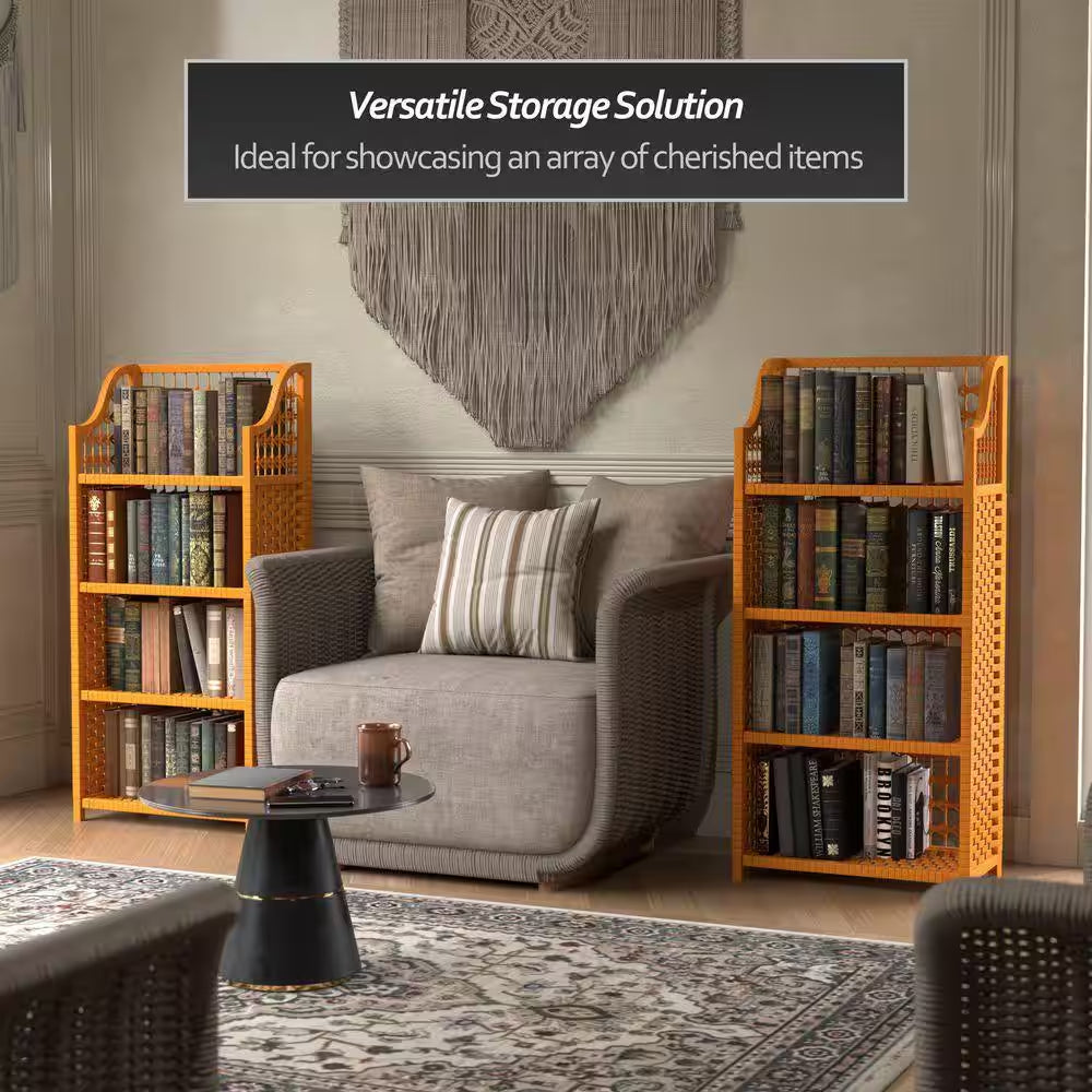 4-Shelf Honey Natural Fiber Shelving Trunk