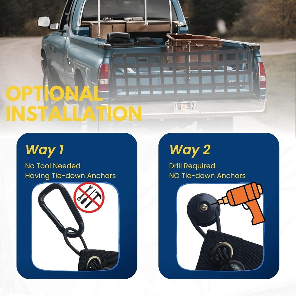 Heavy Duty Tailgate Net - 60" x 18" for Pickup Truck Bed, Easy Installation