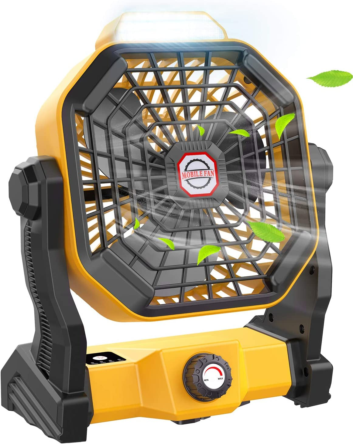 JINLICTE Rechargeable Portable Camping Fan - 9 Inch, Stepless Speed, Ultra-Quiet, 8-36 Hours Runtime for Outdoor Adventures, Picnics, and Home Use