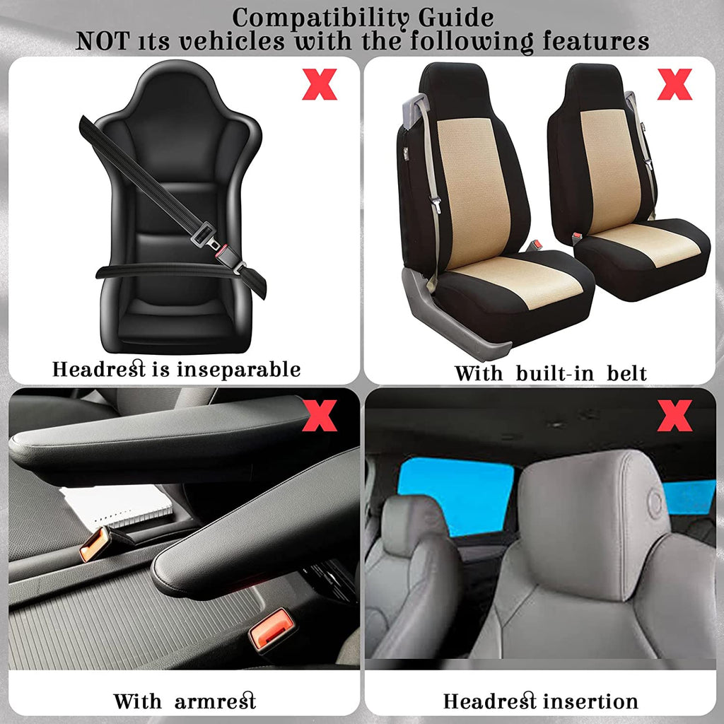 Stylish Woanger 47-Piece Car Seat Cover Set for Women - Fluffy Steering Wheel Cover, Floor Mats & More in Purple & Black