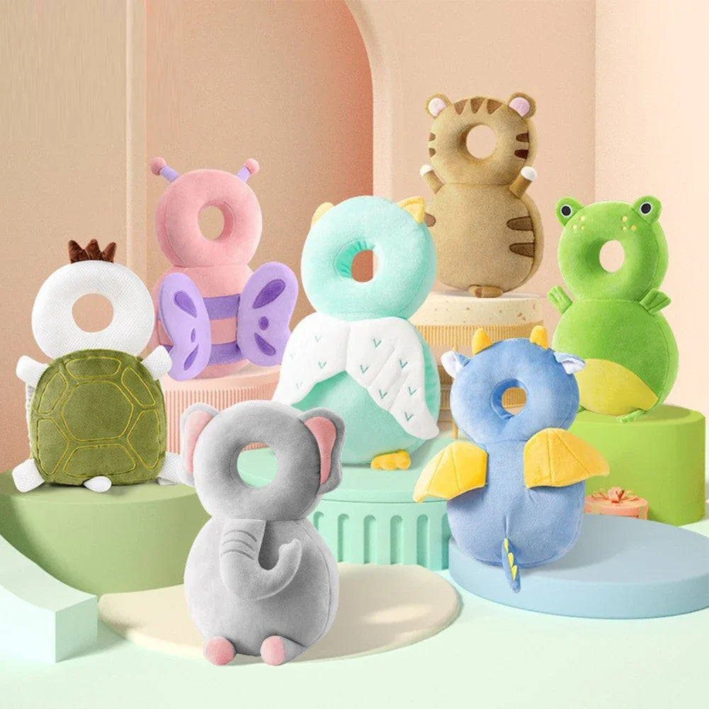 Cute Cartoon Baby Head Protector Backpack Pillow - Soft Cotton Cushion for Safe Crawling and Walking