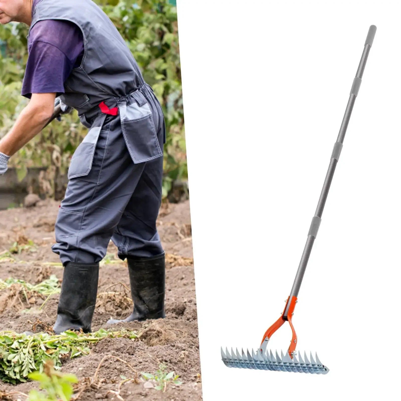 Versatile Grass Grooming Rake Lawn Thatching Rake Robust Dethatcher Rake for Cleaning Dead Grass, Yard Garden Durable Soil Rake