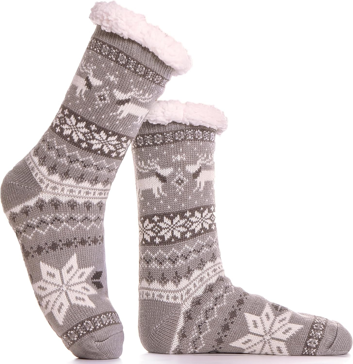 ANTSNAG Womens Slipper Socks Fuzzy Fluffy Cabin Cozy Winter Thick Warm Comfy Fleece Soft Grips Christmas Socks