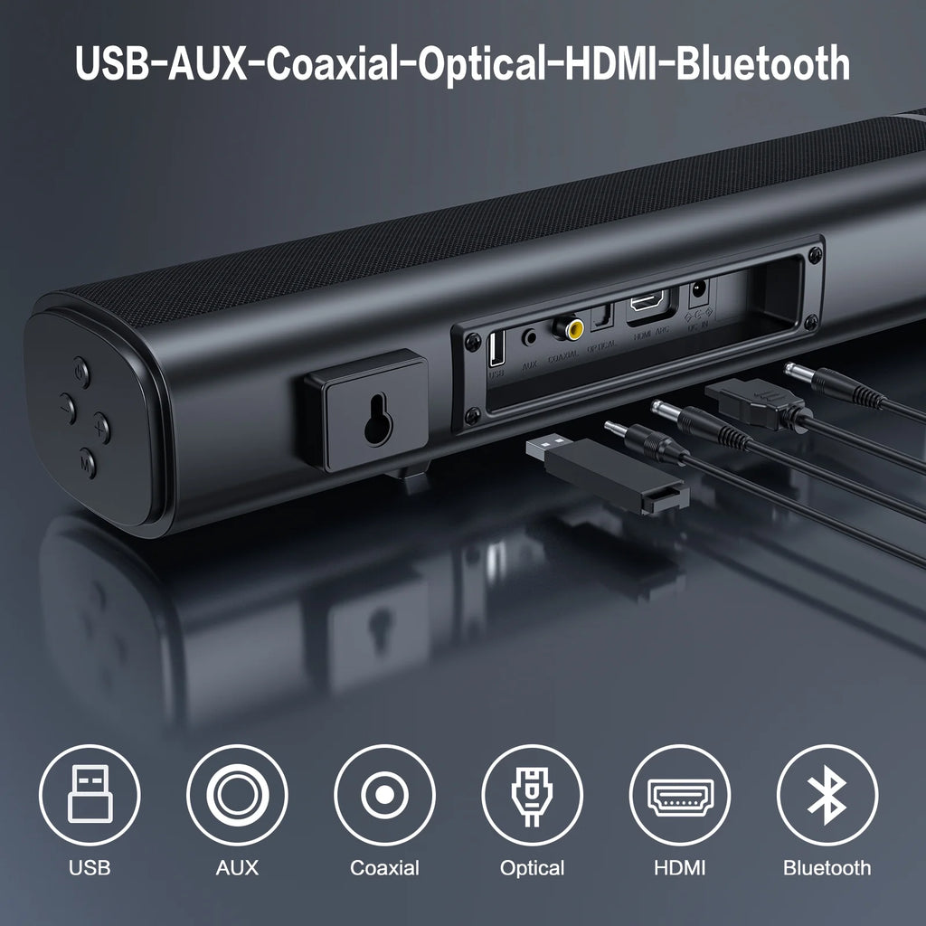 TOPVISION 4.1Ch Sound Bar with Subwoofer, 120W Separable Sound Bar for TV, 2-In-1 Detachable Sound Bar with Usb/Aux/Coaxial/Optical/Hdmi/Bluetooth