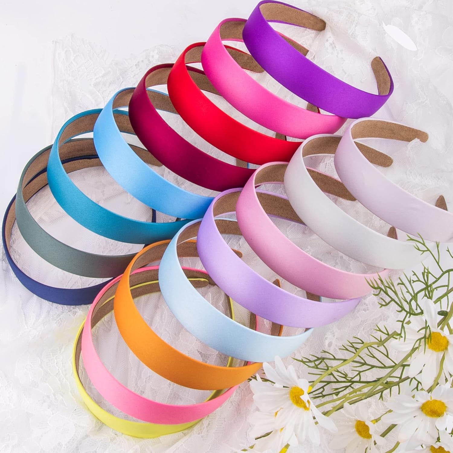 Vibrant SIQUK 16-Piece Satin Hair Accessories Set - Stylish 1-Inch Plastic-Covered Headbands for Women and Girls