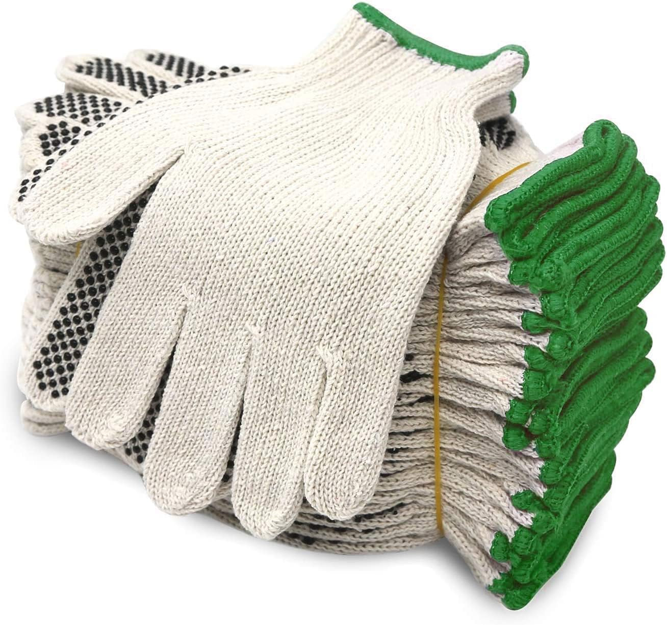 Evridwear L Size Cotton Polyester Safety Work Gloves - 12 Pairs for Painters, Mechanics, Gardeners & Construction Workers with Dotted Grip