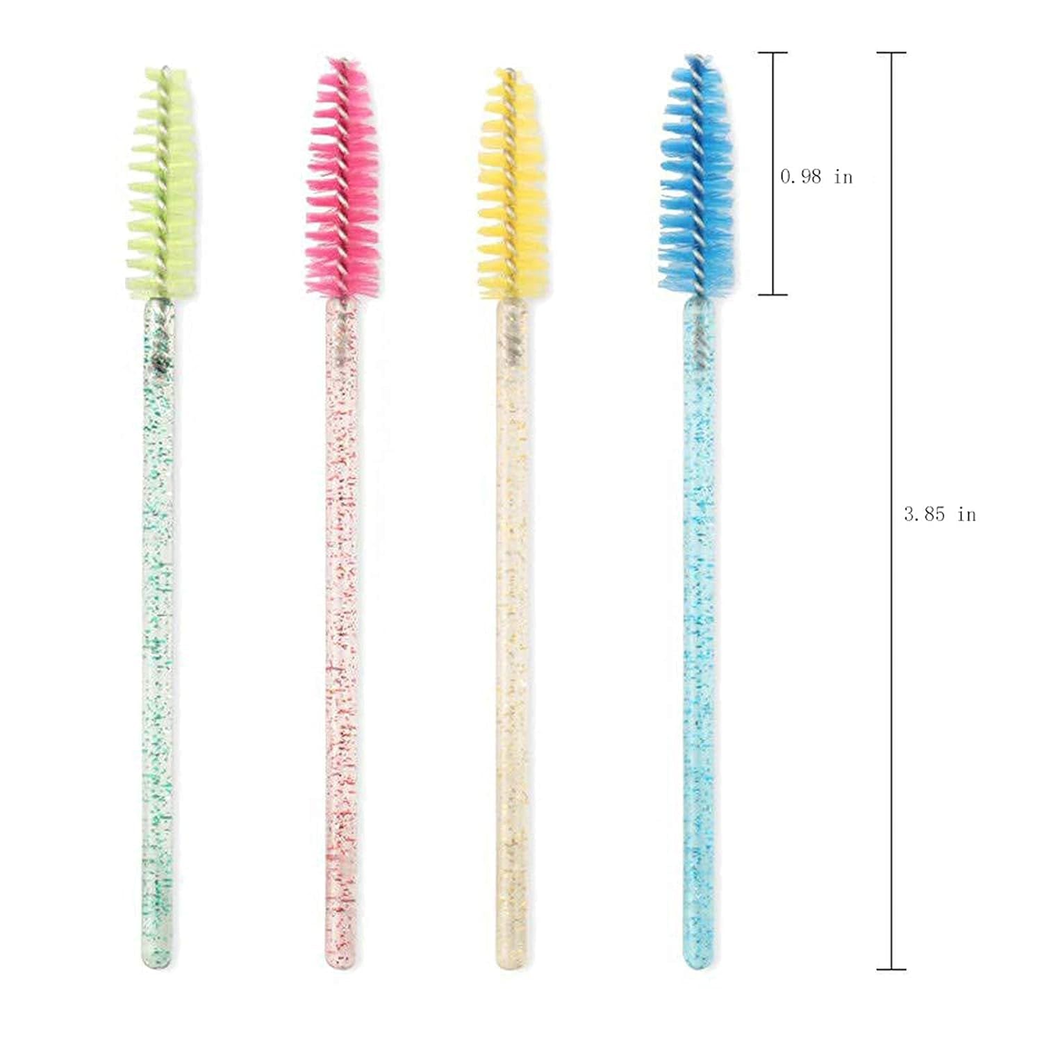 I-Laesh 100 Pcs Crystal Blue Eyelash Brush Set - Sparkling Mascara Wands & Professional Eyebrow Spoolies for Flawless Makeup Application