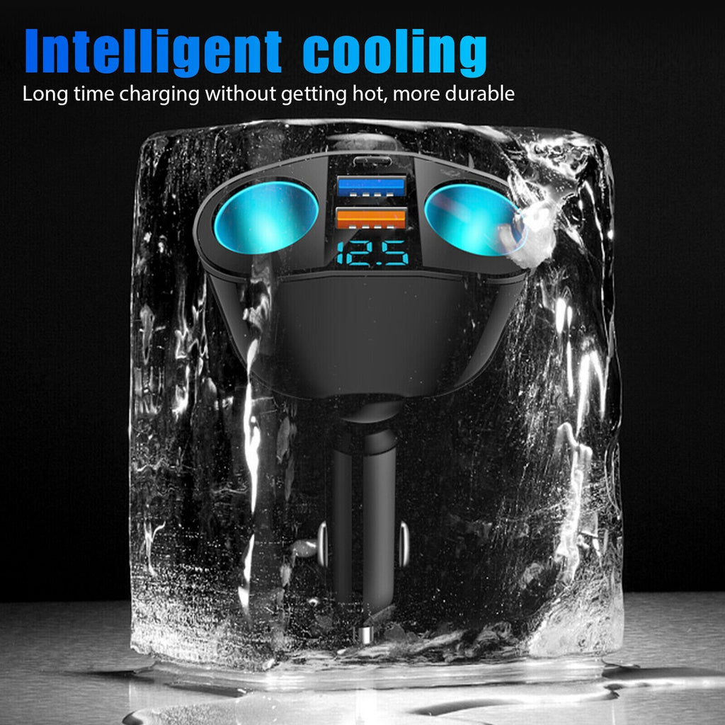 Dual USB Car Cigarette Lighter Socket Splitter Power Adapter with LED Indicator