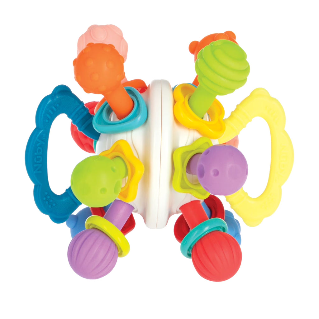 Nuby Textured Twist Ball Baby Teether Infant Toy with Colorful Rattle