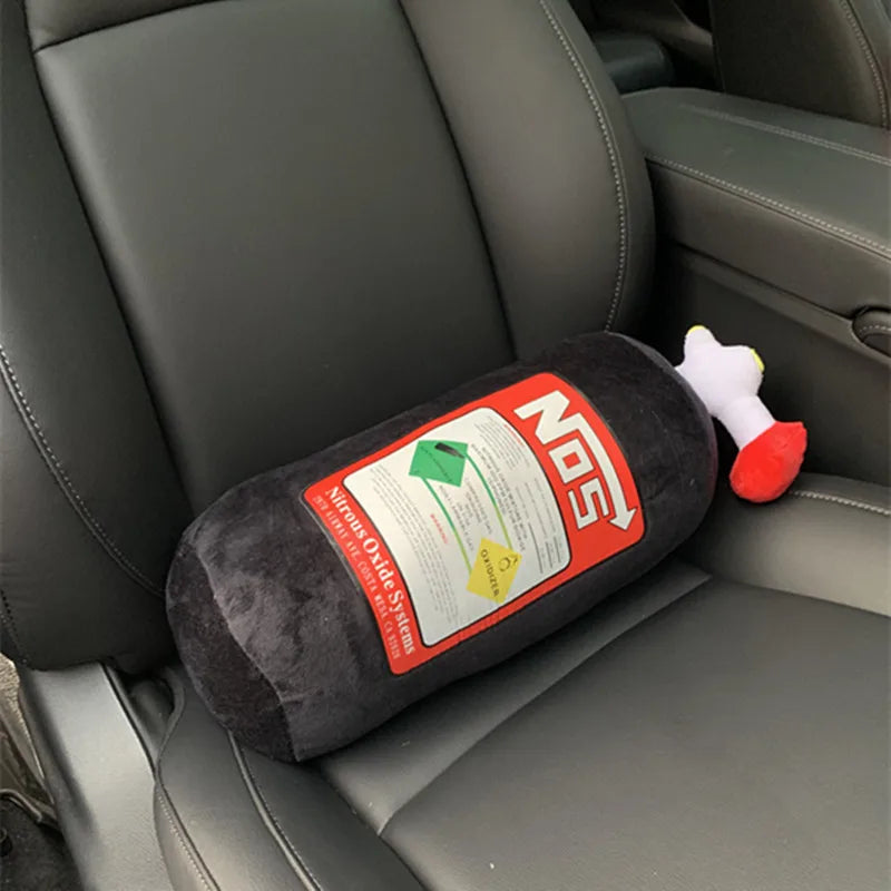 Car Seat Neck Pillow and Waist Cushion - Creative Plush Headrest in Nitrogen Cylinder Shape, Premium Car Accessories