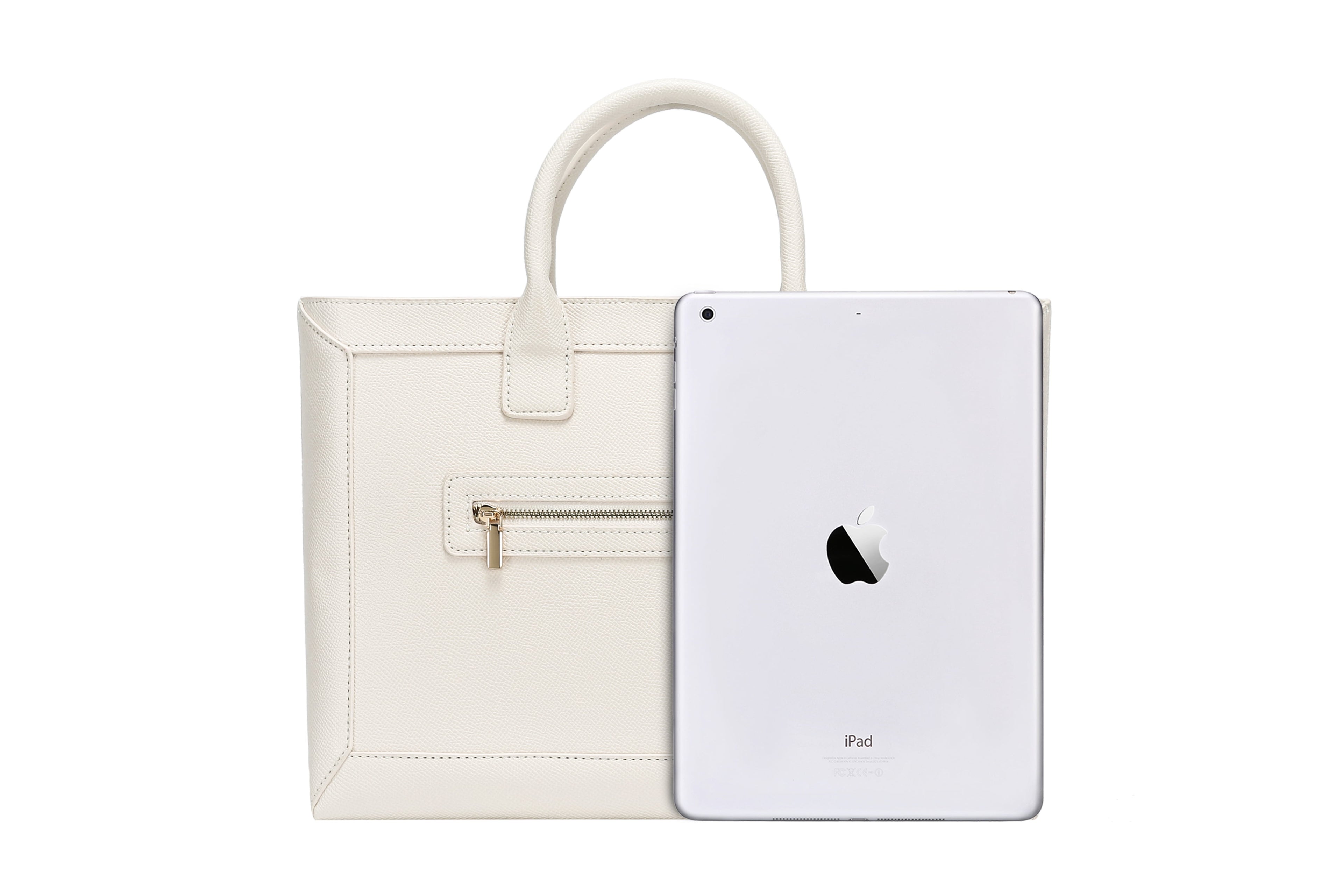 Daisy Rose Tote Shoulder Bag with Front Zipper - PU Vegan Leather