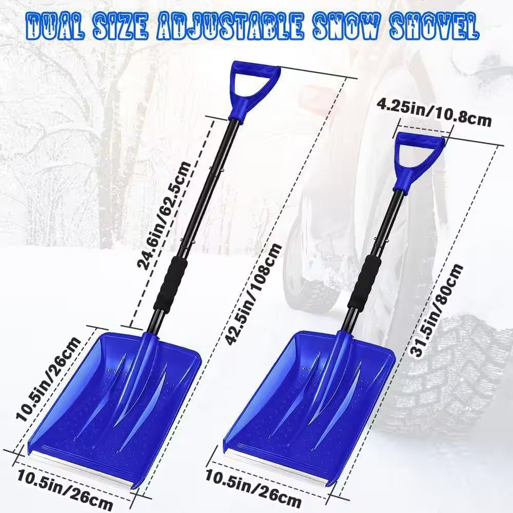 42.5 In. Aluminum Handle Aluminum Snow Shovel, Portable Foldable Lightweight for Car Driveway Garden Emergency