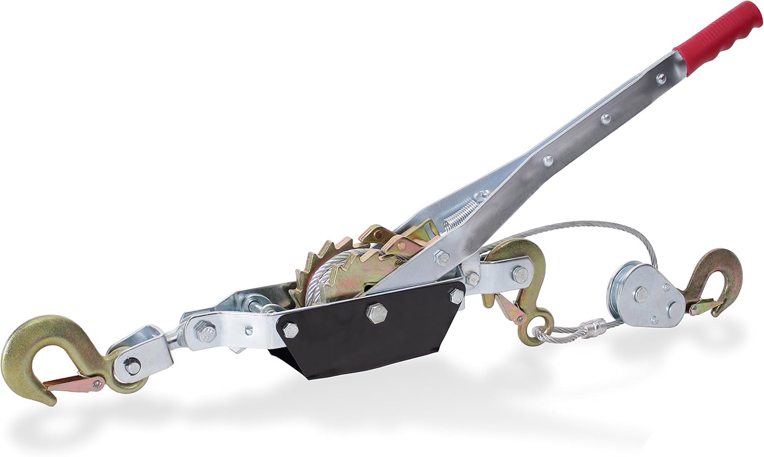 Drixet 4 Ton Come Along Winch - Heavy Duty Power Puller Hand Winch with Cable, Pulley, and Dual Gears Ratchet System for Effortless Pulling (3 Hooks)