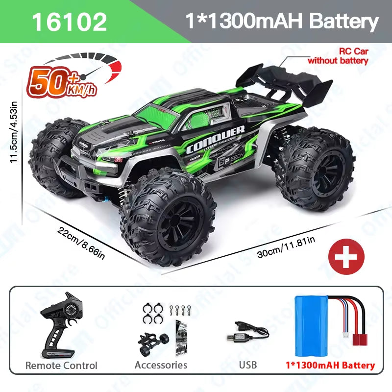 ZWN 1:16 High-Speed 4WD RC Monster Truck - 70KM/H Drift Car with LED Remote Control for Kids - Perfect Rival to Wltoys 144001
