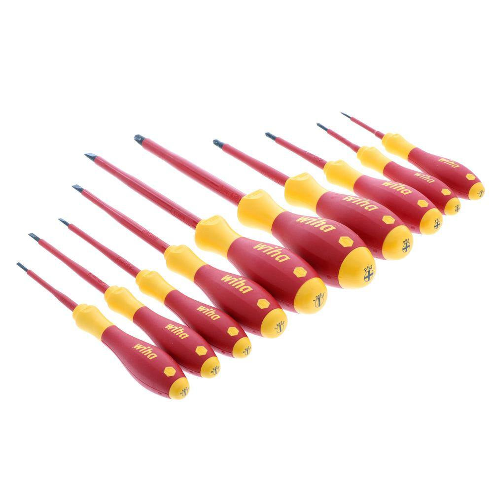 1000-Volt Insulated Soft Finish Screwdriver Set, Slotted and Phillips (10-Piece)
