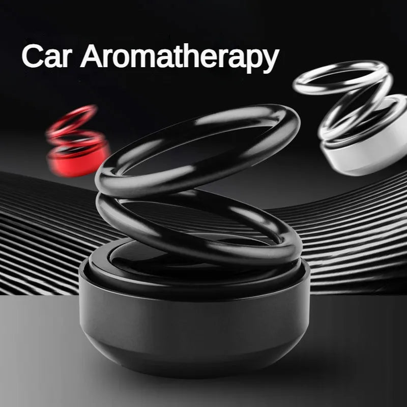 Suspended Rotating Double Ring Aromatherapy Car Accessory with Solar-Powered Perfume Decoration