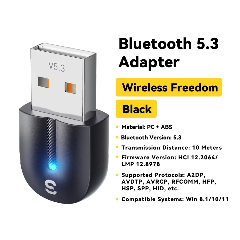 Essager USB Bluetooth 5.3 Adapter Aux Audio Receiver Transmitter for PC Speaker Laptop Soundbox Wireless Mouse USB Transmitter