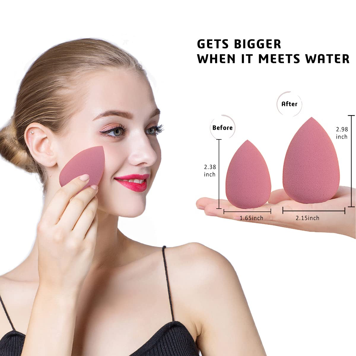Flawless Makeup Sponge Set - 4 Pink Beauty Blenders with Holder & Egg Case for Cream, Powder, and Liquid Application