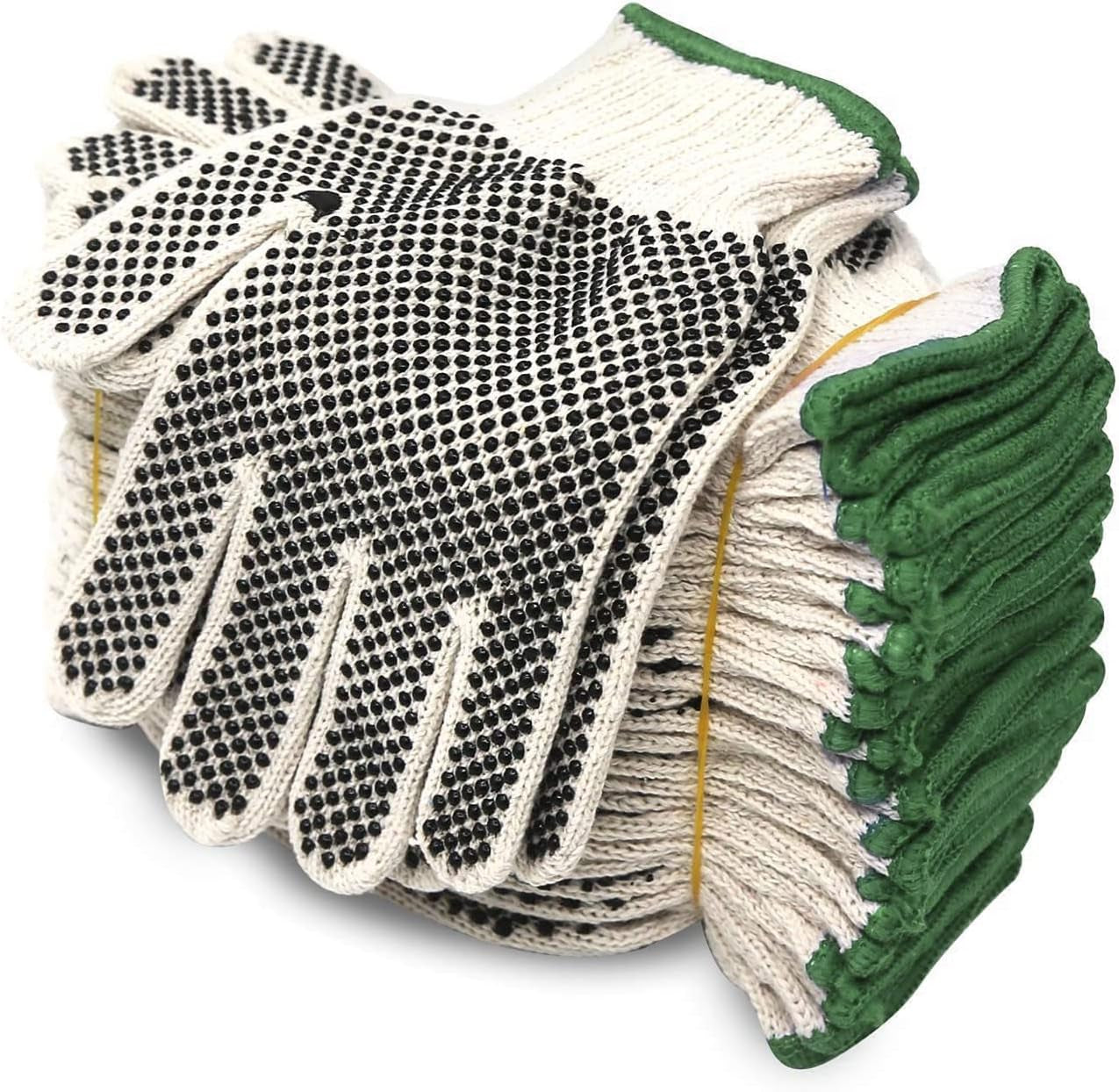 Evridwear L Size Cotton Polyester Safety Work Gloves - 12 Pairs for Painters, Mechanics, Gardeners & Construction Workers with Dotted Grip