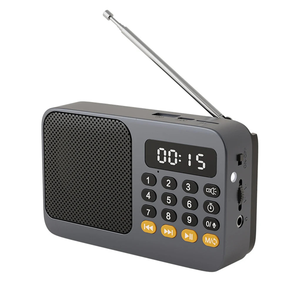 Bluetooth 5.0 Portable FM Radio Small Emergency Recargable Sound Box Mini Vintage Speaker Mp3 Player Support TF Card USB Drive