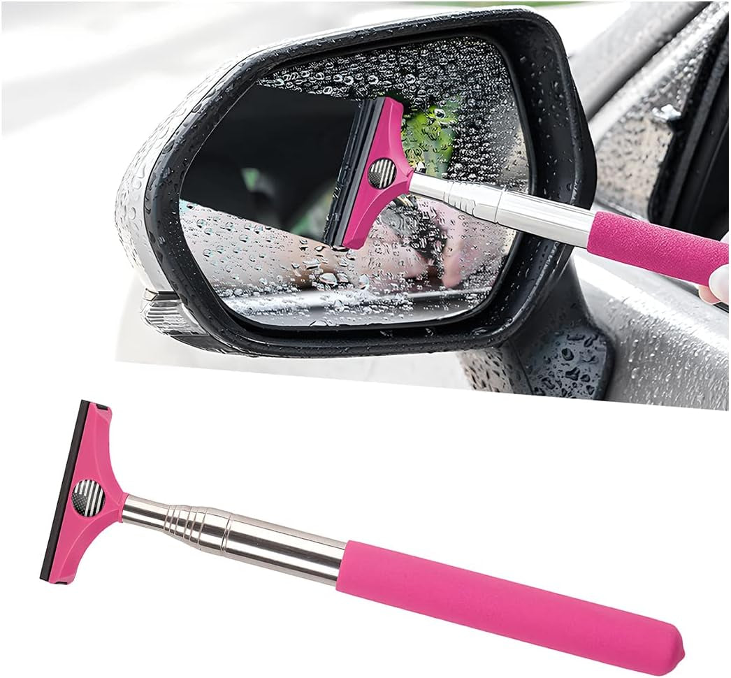 Ultimate Car Rearview Mirror Wiper & Telescopic Squeegee - Portable Water Cleaner for All Vehicles (Black)