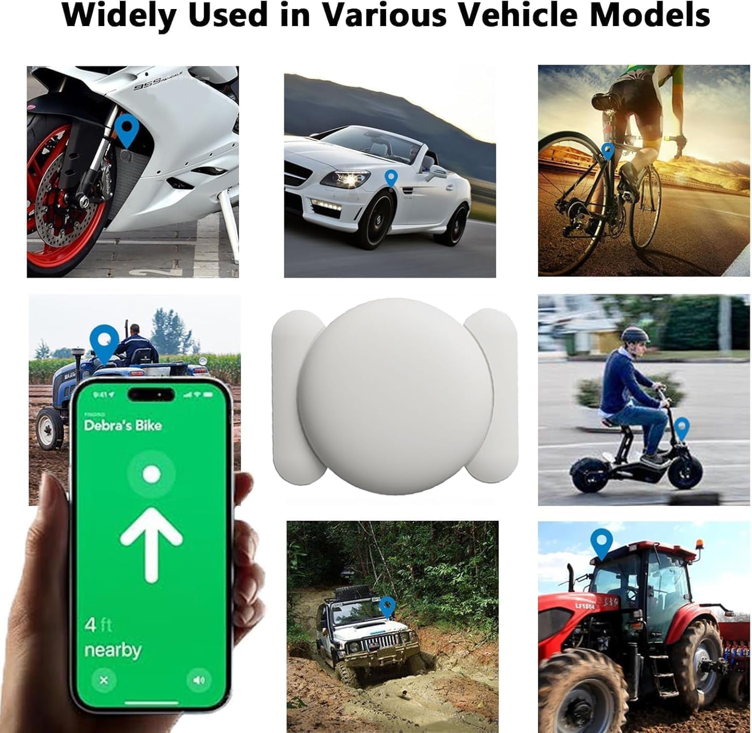 Mini GPS Tracker for Car,Vehicles,No Monthly Fee GPS Car Tracker Work with Apple Find My(Ios Only),Anti-Theft Car Tracker with Magnetic Case (White,1Pcs)