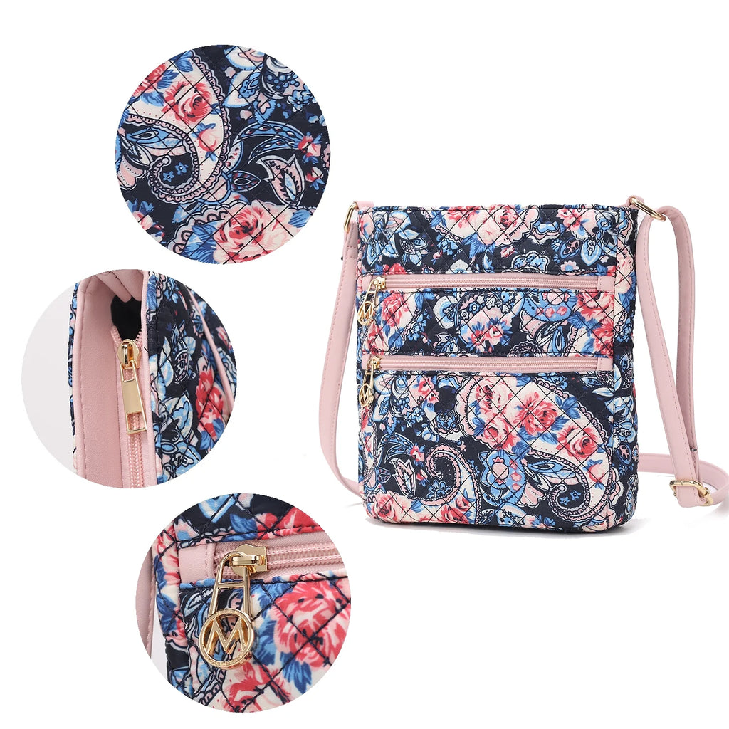 MKF Collection Lainy Cotton Women'S Botanical Crossbody Bag, Designer Crossover Purse Handbag by Mia K - Green
