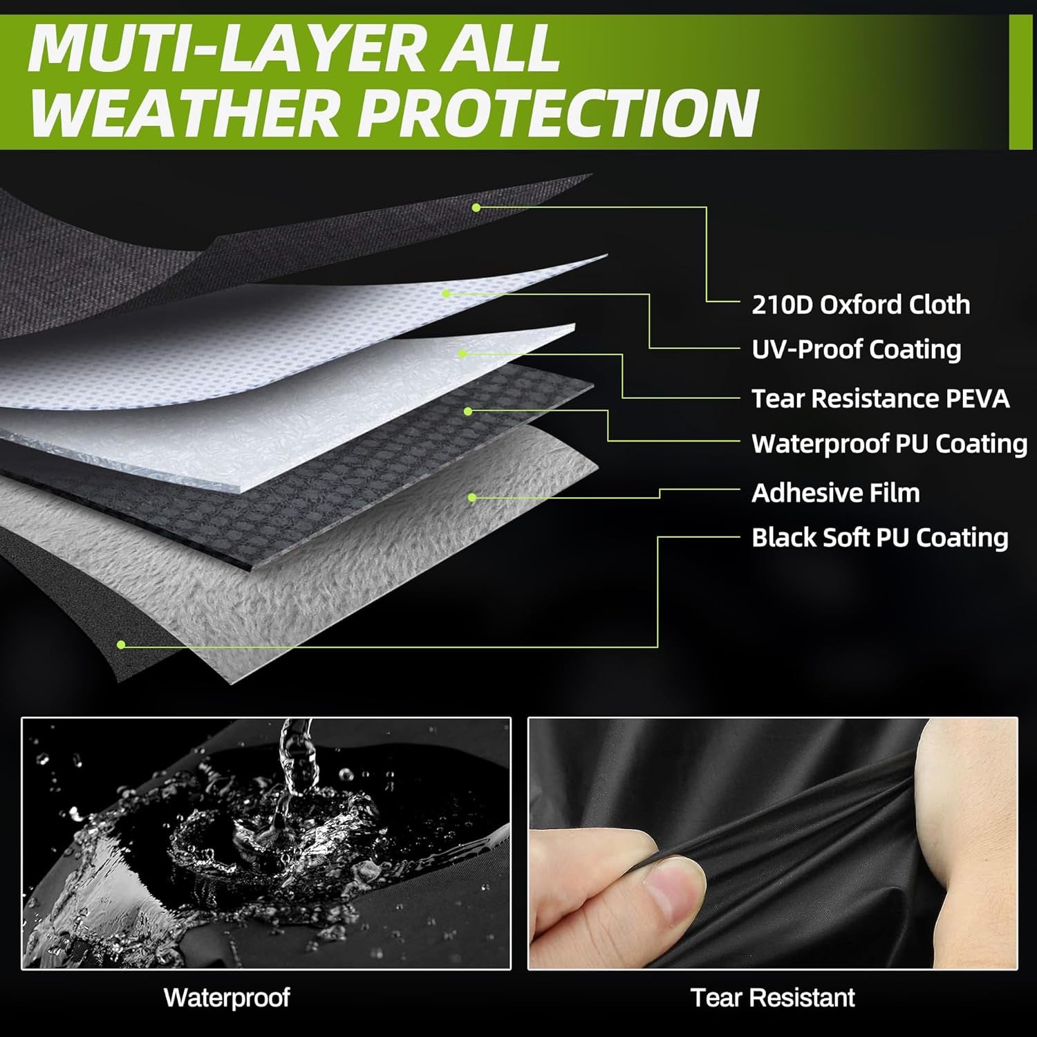 Premium Waterproof Car Cover for 1960-1980 Beetle Bug Sedan - All Weather Protection with Zipper & Windproof Bands - Black