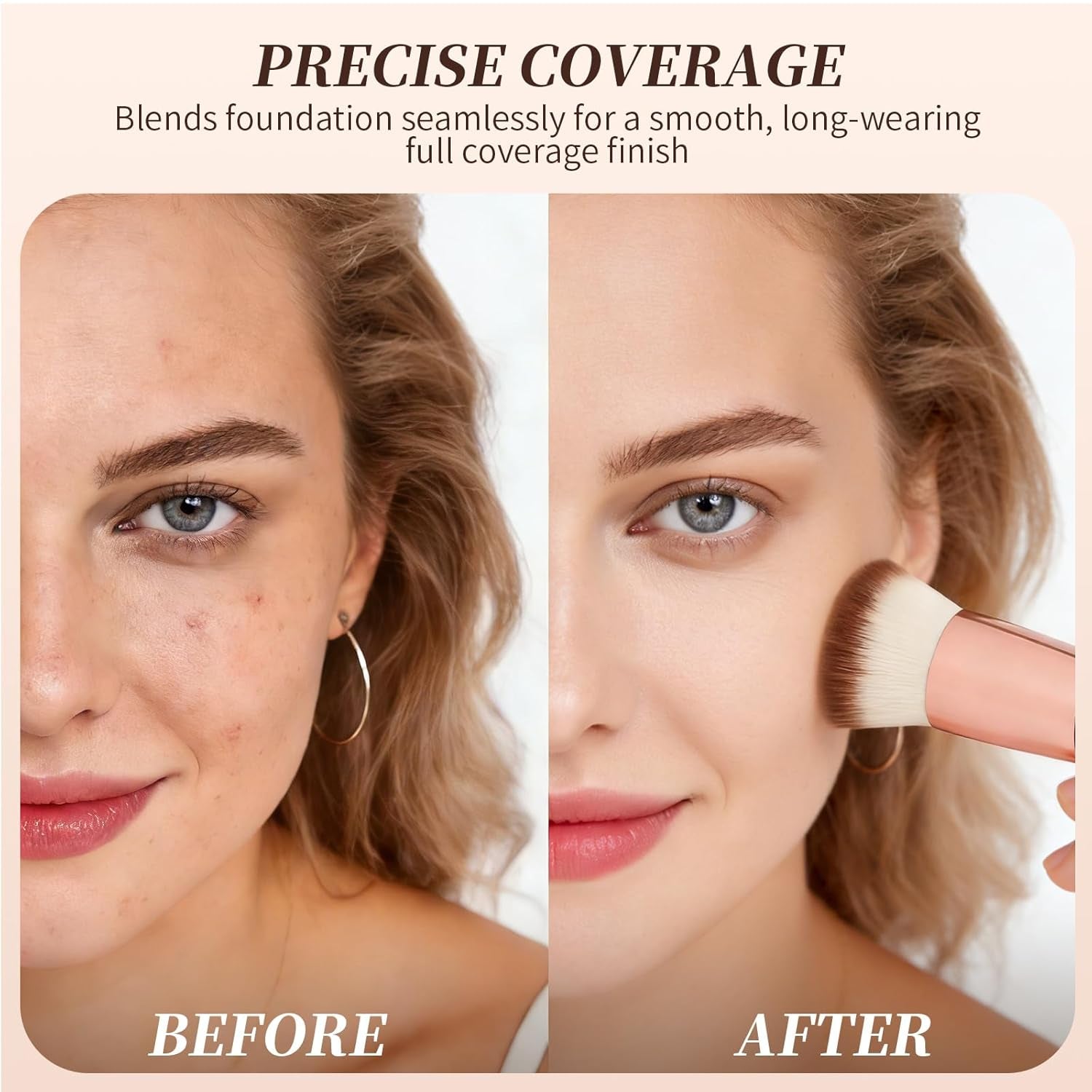 Ducare Premium Flat Top Kabuki Foundation Brush - Perfect for Liquid, Cream, and Powder Makeup - Stylish Pink Design