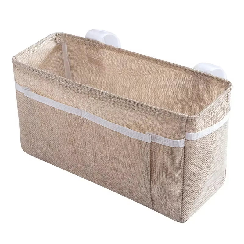 Canvas Baby Crib Organizer Bed Hanging Storage Bag for Baby Essentials Multipurpose Baby Bed Organizer Hanging Diaper Toy Tissue