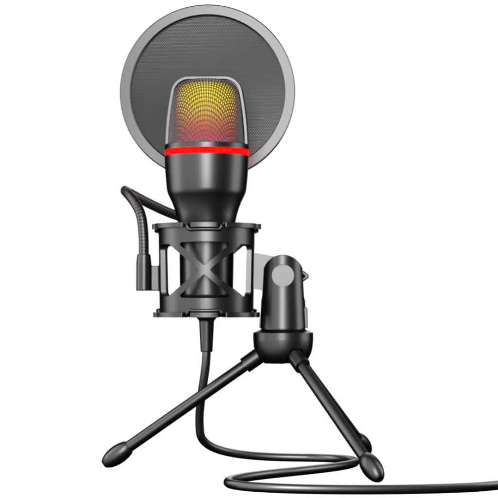 Professional USB Condenser Microphone for PC and Laptop - Gaming and Live Streaming Accessory Kit with RGB Lighting for Podcasting and Gaming