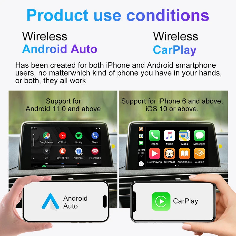 Wired to Wireless Carplay/Android Auto Adapter, 5Ghz Wifi5,Usb/Type-C Plug and Play, for 99% Original Wired Carplay/Auto Cars
