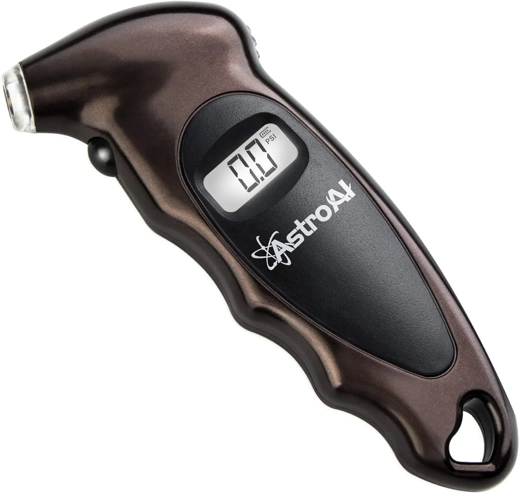 Digital Tire Pressure Gauge, Backlit LCD, 3A Battery, 150 PSI, Brown, 1 Pack, for Car/Truck/Bicycle