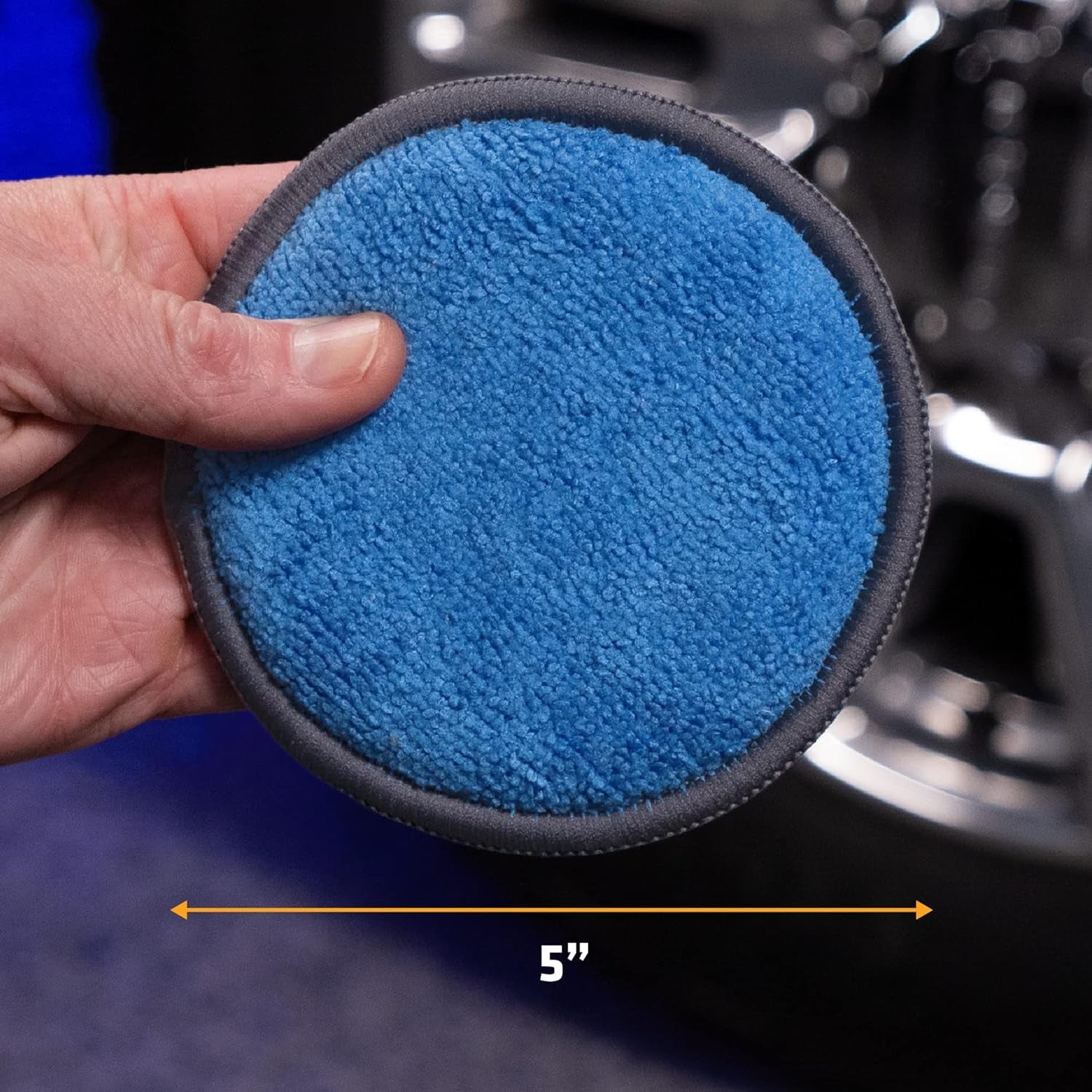 Viking 6-Pack Microfiber Car and Tire Wax Applicator Pads - 5" Blue/Grey Cleaning Pads